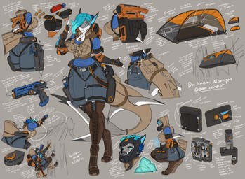 anthro backpack blue_eyes boots breasts clothed clothing digitigrade eyewear female footwear fully_clothed furgonomics gas_mask glasses mask science_fiction shoes solo tent tight_clothing wide_hips wmdiscovery93 dr._naomi_morrison_(wmdiscovery93) aquatic fish shark hi_res