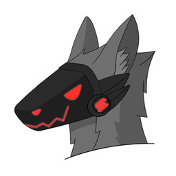 >:) ambiguous_gender anthro fur glowing glowing_eyes grey_body grey_fur half-closed_eyes inner_ear_fluff machine narrowed_eyes neck_tuft red_eyes screen screen_face simple_background smile solo three-quarter_view tuft white_background landofloof protogen 1:1 headshot_portrait hi_res portrait