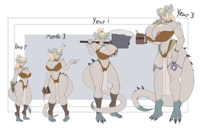 abs age_progression axe biceps big_breasts body_size_growth breast_expansion breasts butt butt_expansion claws drunk expansion female growth hair horn huge_breasts humanoid_pointy_ears long_hair mature_female melee_weapon muscle_growth muscular muscular_female pointy_ears ponytail size_transformation spikes spikes_(anatomy) substance_intoxication tail tall text transformation warrior weapon wide_hips thevarking mythology animal_humanoid dragon dragon_humanoid humanoid mythological_creature mythological_scalie scalie absurd_res english_text hi_res