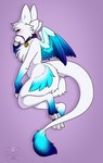 blush butt collar collar_only female fluffy_fur hip_tuft nude pose presenting presenting_hindquarters solo tail tail_tuft tuft white_body wings alterkitten dutch_angel_dragon 2022 digital_media_(artwork) hi_res pinup