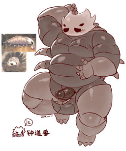 2_horns 4_eyes anthro aroused belly biceps black_eyes blush blush_lines genitals horn humanoid_genitalia humanoid_penis male multi_eye musclegut muscular muscular_anthro muscular_male muscular_thighs nude pecs penis simple_background slightly_chubby solo triceps vein veiny_penis xiyuecheng hollow_knight:_silksong hollow_knight_(franchise) team_cherry bell_beast arthropod bell_beast_(species) crustacean insect isopod malacostracan digital_media_(artwork) hi_res