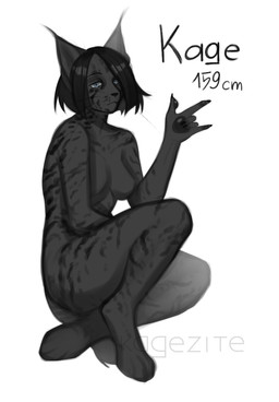 anthro black_body black_fur black_hair black_nails black_nose blue_eyes colored_nails female fur hair looking_at_viewer nails paws sitting solo tail whiskers kagezite felid feline lynx mammal hi_res