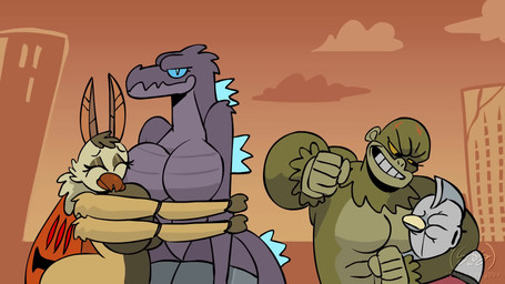 3_heads ai_voice anthro armor big_breasts big_butt blue_eyes blue_sclera bodily_fluids bone bouncing_breasts breasts brown_body brown_fur butt cloud crossgender day eyelashes featureless_breasts featureless_crotch female flying fur gameplay_mechanics grey_body grey_scales grin group horn hug huge_breasts larger_female laser male monotone_body mtf_crossgender multi_head neck_snap outside punch red_eyes sad scales screaming size_difference sky smile tears thick_thighs tongue tongue_out wide_hips wings yellow_body yellow_horn jackghigo european_mythology godzilla_(series) mothra_(series) mythology nintendo pokemon toho ultraman_(series) godzilla king_ghidorah king_kong mothra ultraman ape arthropod butterfly dragon ghidorah_(species) haplorhine insect kaiju lepidopteran mammal mythological_creature mythological_scalie primate scalie western_dragon 16:9 animated english_audio hi_res long_playtime sound widescreen