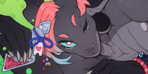 accessories_only accessory anthro banner black_body black_pawpads blue_hair blue_sclera bracelet bubble claws colored_sclera ear_piercing ear_ring ear_tunnel feet flask flesh_tunnel gradient_body gradient_hair gradient_tail green_background grey_body hair heart_symbol horn jewelry male multicolored_body multicolored_hair nails nipples one_eye_closed pawpads paws piercing pink_hair potion potion_bottle red_potion ring_piercing short_hair simple_background solo tail toe_claws dcayorcus mythology dragon mythological_creature mythological_scalie scalie digital_media_(artwork) hi_res long_image wide_image