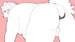 all_fours anthro backsack balls belly big_belly blush buttplug buttplug_tail fake_tail genitals kemono male overweight overweight_male plug_(sex_toy) sex_toy simple_background solo menmen_kesinn canid canine canis domestic_dog mammal 16:9 2024 widescreen