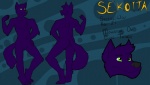 4_toes 5_fingers anthro black_nose eyebrows feet fingers fur male purple_body purple_fur raised_eyebrow solo tail toes unknown_artist sekotta canid canine canis mammal wolf model_sheet