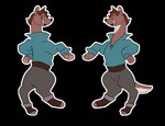 anthro clothed clothing male multiple_angles open_clothing open_mouth open_shirt open_topwear puffy_shirt shirt solo topwear battycat herbert_(battycat) mammal mustelid musteline true_musteline weasel alpha_channel model_sheet