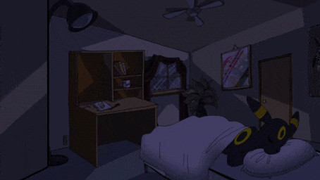 alternate_color ambiguous_gender anthro bed bioluminescence duo electricity female fluffy fluffy_tail furniture glowing glowing_markings hug inside lightning markings raining semi-anthro size_difference sleeping tail ariesalpinesavi nintendo pokemon cobalt_delta zero3_delta eevee eeveelution generation_1_pokemon generation_2_pokemon pokemon_(species) umbreon animated low_res