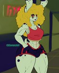 afro anthro breasts bulge clothing detailed_bulge facial_piercing fitness gynomorph intersex makeup muscular muscular_anthro muscular_gynomorph muscular_intersex nose_piercing piercing solo morusaart tamago_(morusaart) lagomorph leporid mammal rabbit absurd_res hi_res