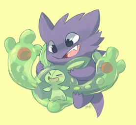 ambiguous_gender duo eyes_closed happy open_mouth simple_background smile teeth translucent translucent_body darmp nintendo pokemon amoeba_(organism) bacteria_(organism) cell_(organism) generation_1_pokemon generation_5_pokemon gengar ghost goo_creature micro_organism_(organism) pokemon_(species) reuniclus spirit unicellular_organism_(organism) 2014 digital_media_(artwork) digital_painting_(artwork) painting_(artwork)