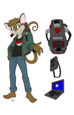 3_toes 5_fingers backpack barefoot bottomwear brown_body brown_eyes brown_feet brown_fur buckteeth clothing computer denim denim_bottomwear denim_clothing electronics feet fingers fur humanoid_heel jacket jeans laptop male pants pink_nose plantigrade pockets shirt solo t-shirt tail technology teeth text text_on_clothing text_on_shirt text_on_topwear toes topwear shadowpantherkat crimestrikers darian_"dx"_xenos mammal mouse murid murine rodent 2015 full-length_portrait portrait signature