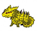 chibi digicore horn male multi_eye nude red_eyes side_view simple_background solo tail toony white_background yellow_body vegaaltair bandai_namco digimon mythology digimon_(species) dragon huanglongmon mythological_creature mythological_scalie scalie low_res