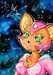 anthro arwing constellation female fur green_eyes orange_body orange_fur solo sparkles star halgalaz nintendo star_fox fara_phoenix canid canine fennec_fox fox mammal true_fox hi_res