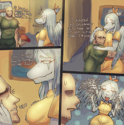 anthro bald duo faceless_character faceless_human faceless_male female grey_hair hair long_hair male male/female multiple_angles muscular muscular_male offering_sex text yellow_eyes kenonsfw cavemanon_studios goodbye_volcano_high ko_op_(game_developer) snoot_game anon_(snoot_game) fang_(gvh) human mammal prehistoric_species pterosaur reptile scalie comic english_text hi_res multiple_scenes
