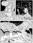 1998 animal_genitalia anthro breasts cloaca comic draconian_measures dragon duo english_text felid female genitals growth interspecies male mammal monochrome mythological_creature mythological_scalie mythology nipples pantherine scalie size_difference steamfox tail text tiger transformation vertical_cloaca