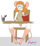 anthro big_glasses book bottomless chair clothed clothing clothing_around_legs eyewear feet female fingering fingering_self freckles fur furniture glasses hair hi_res juicydemon mammal masturbation mouse murid murine nerd opaque_glasses open_mouth orange_hair panties panties_around_legs panties_down partially_clothed pen pink_clothing pink_panties pink_underwear reading rodent round_glasses sitting solo sweater toes topwear turtleneck underwear underwear_around_legs underwear_down vaginal vaginal_fingering vaginal_masturbation white_body white_fur