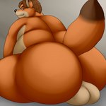 anthro backsack balls belly big_butt black_nose butt genitals male obese overweight overweight_male sitting solo thevillager disney zootopia gideon_grey canid canine fox mammal red_fox true_fox 1:1