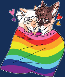anthro duo eyewear female female/female flag glasses happy lgbt_pride pride_colors rainbow_flag rainbow_pride_flag rainbow_symbol smile manhattancrossrip ghostbusters ghostbusters:frozen_empire melody_(ghostbusters) phoebe_spengler domestic_cat felid feline felis mammal alpha_channel
