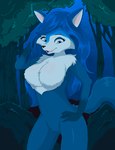 :3 alternate_breast_size anthro belly_tuft big_breasts blue_body blue_eyes blue_fur blue_hair breasts casual_nudity chest_tuft featureless_breasts featureless_crotch female fur gloves_(marking) hair markings multicolored_body navel_tuft night nude open_mouth plant russian shrub sky solo star starry_sky tree tuft white_body white_fur zebra10045 sheep_and_wolves wizart_animation bianca_(sheep_and_wolves) canid canine canis mammal wolf 2022 digital_media_(artwork) hi_res