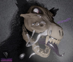 ambiguous_gender anthro black_body black_fur bodily_fluids bone cum cum_in_mouth cum_inside cum_on_face fur genital_fluids long_tongue motion_blur no_pupils skull skull_head solo static text tongue i2lsx scp_foundation scp-1471-a canid malo mammal 3d_(artwork) digital_media_(artwork) hi_res