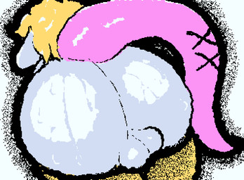 anthro backsack balls big_butt blonde_hair bodily_fluids butt butt_focus genitals hair male pink_tail rear_view solo sweat sweaty_butt tail tapering_tail pincoosh earthbound_(series) mother:_cognitive_dissonance nintendo niiue alien gieeg animated digital_media_(artwork) wigglypaint_(artwork)