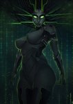 artificial_intelligence big_breasts breasts featureless_breasts featureless_crotch female glowing glowing_eyes green_eyes looking_at_viewer machine not_furry solo nyuunzi system_shock shodan android digital_creature humanoid robot robot_humanoid hi_res