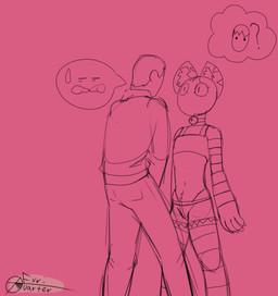 anthro bottomwear clothing dialogue duo inner_ear_fluff male neck_bulge oral_vore same_size_vore sharp_teeth shorts size_difference slim smaller_pred smile stripes teeth text topwear tube_top tuft vore furiquarter cheshire_cat_(species) domestic_cat felid feline felis human mammal animated female_(lore) nonbinary_(lore)