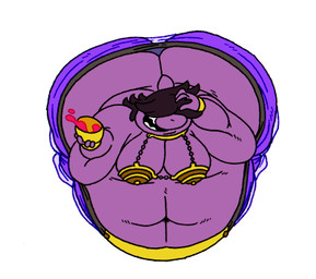anthro arm_cuffs belly big_belly big_breasts big_butt bikini bikini_top breasts butt clothing female glass hair hair_over_eyes huge_belly huge_breasts huge_butt hyper jewelry morbidly_obese obese obese_anthro obese_female overweight overweight_anthro overweight_female sharp_teeth smile solo swimwear teeth two-piece_swimsuit xanderdwulfe deltarune undertale_(series) susie_(deltarune) lizard reptile scalie low_res