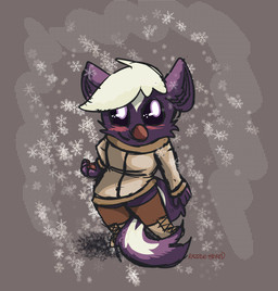 anthro blush boots cheek_tuft clothing coat facial_tuft footwear legwear male pawpads paws shoes skunk_tail smile snow snowflake snowing solo stockings topwear tuft winter_clothing winter_coat razzle_the_red razzle_(razzle_the_red) mammal mephitid skunk hi_res