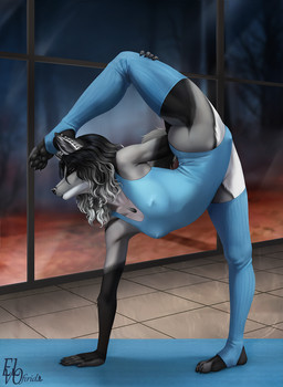 4_toes 5_fingers anthro arched_back arm_markings bent_arm bent_leg biped black_body black_claws black_ears black_feet black_fur black_hair black_hands black_inner_ear black_lips black_markings black_nose black_pawpads black_tail black_text blue_bodysuit blue_clothing blue_legwear blue_leotard blue_skinsuit blue_stockings blue_thigh_highs bodysuit braided_hair breasts butt camel_toe chest_markings claws clothed clothed_anthro clothed_female clothing countershade_crotch countershade_ears countershade_face countershade_fur countershade_legs countershade_neck countershade_snout countershade_tail countershade_thighs countershade_torso countershading ear_piercing ear_stud facial_piercing feet female female_anthro finger_claws fingerless_(marking) fingers flexible floor fur fur_markings grey_body grey_countershading grey_ears grey_eyes grey_fingers grey_fur grey_markings grey_tail grey_toes hair highlights_(coloring) hindpaw inner_ear_fluff inside iris leg_markings legwear leotard lips long_hair markings monotone_bodysuit monotone_clothing monotone_legwear monotone_leotard monotone_skinsuit monotone_stockings monotone_thigh_highs mouth_closed multicolored_body multicolored_ears multicolored_fur multicolored_tail narrowed_eyes nipple_outline nose_piercing nose_ring one_leg_up pawpads paws piercing pigtails plantar_flexion plantigrade plantigrade_pawpads pose pupils raised_leg ring_piercing shadow shoulder_markings side_view skinsuit slim slim_anthro slim_female small_breasts snout solo splits spread_legs spreading stirrup_legwear stirrup_stockings stirrup_thigh_socks stockings straight_arm straight_leg tail text thigh_highs thigh_markings tight_clothing tile tile_floor toe_claws toeless_(marking) toes tuft twin_braids two_tone_tail white_body white_countershading white_ears white_fur white_highlights white_inner_ear_fluff white_sclera white_tuft elvofirida wynter_ice canid canine canis domestic_dog mammal 2025 artist_name digital_drawing_(artwork) digital_media_(artwork) full-length_portrait hi_res pinup portrait shaded