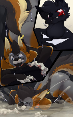 ambiguous_fluids anthro black_body bodily_fluids claws duo eyes_closed inside internal male male/male neck_bulge oral oral_vore predator/prey stomach_acid vore duskovich vlada_dusk kurai_(sgtmiller1233) canid canine canis fox mammal wolf absurd_res comic hi_res sketch
