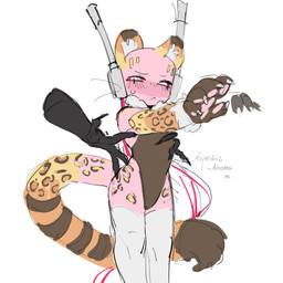 ambiguous_gender antennae_(anatomy) claws clothing facial_markings forehead_markings head_markings legwear leopard_ears leopard_spots leotard markings pink_body simple_background solo spots thigh_highs white_background white_clothing white_legwear white_thigh_highs alretta rain_world videocult five_pebbles_(rain_world) felid humanoid iterator_(rain_world) leopard mammal pantherine 1:1 hi_res