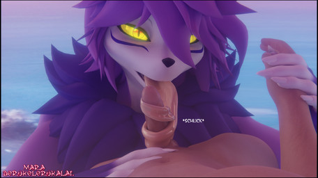 anthro balls biped black_border blowjob_face bodily_fluids border claws dominant dominant_female duo erection female first_person_view fur genital_fluids genitals glans hair hand_holding human_pov humanoid_genitalia humanoid_penis licking long_tongue looking_at_viewer male male/female male_human male_pov nude nude_female nude_male open_mouth oral paws penile penis purple_body purple_fur purple_hair seductive sex simple_background size_difference smile submissive submissive_male teeth tongue tongue_out tonguejob toy yellow_eyes gunmouth warfaremachine_(modeler) maradorukolorukalai mora warfare_mora dorukolorukalai human mammal 3d_(artwork) absurd_res blender_(artwork) blender_cycles_(artwork) digital_media_(artwork) hi_res widescreen