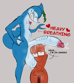 animal_genitalia animal_penis anthro areola balls belly big_balls big_penis blue_body blue_penis bodily_fluids breasts dialogue duo equine_genitalia equine_penis erect_nipples erection fur genital_fluids genitals glans gynomorph gynomorph/male hand_on_hip huge_balls huge_penis humanoid_genitalia humanoid_hands humanoid_penis intersex intersex/male leaking_precum looking_down looking_down_at_partner male medial_ring membrane_(anatomy) nipples orange_body orange_fur penis pink_areola pink_glans pink_nipples precum sharp_teeth speech_bubble sweat sweatdrop teeth text vein veiny_penis webbed_hands hhbrother hhbrother_(sona) vanessa_(hhbrother) aquatic fish shark thang english_text hi_res