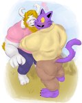 anthro barazoku belly big_pecs blonde_hair blush body_hair chest_hair clothed clothing duo fingers fur hair horn hug hugging_another husband male male/male moobs muscular muscular_anthro muscular_male npc open_clothing open_topwear overweight overweight_anthro overweight_male pecs purple_body purple_fur purple_hair shirt slightly_chubby smile tail thick_thighs topwear white_body white_fur wide_hips vasgore deltarune undertale undertale_(series) asgore_dreemurr catti's_father_(deltarune) boss_monster_(undertale) bovid caprine domestic_cat felid feline felis goat humanoid mammal monster absurd_res hi_res father_(lore) parent_(lore)