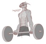 anthro argonian athletic athletic_anthro athletic_male athletic_wear barbell clenched_teeth gym hi_res iron kredri lifting lizard male microsoft powerlifting reptile scalie solo sportswear teeth teeth_showing the_elder_scrolls