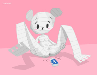anthro anus blush blush_lines breasts butt clitoris eraser feet female genitals hindpaw holding_both_legs nervous nude paper paws solo spread_legs spreading vulva young young_anthro thatmmt cartoon_network the_amazing_world_of_gumball teri_(tawog) bear mammal paper_creature 2025 hi_res