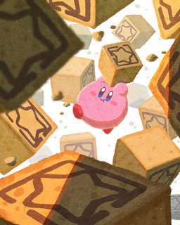 ambiguous_gender black_eyes blue_eyes cake dessert eating eating_food food holding_food holding_object jumping looking_at_viewer mouth_closed not_furry overweight overweight_ambiguous pink_body pink_skin solo star ara_love_kirby kirby_(series) nintendo kirby alien waddling_head 4:5 clip_studio_paint_(artwork) digital_media_(artwork) hi_res