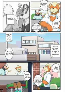 anthro bottomwear brick brick_wall building businesswear chair clothing dialogue footwear furniture gate hoodie house kerchief male muscular muscular_male plant scared shadowy_figure shirt shoes shorts shrub sneakers table tail text topwear wall_(structure) window shinobiya nintendo pokemon entei_(shinobiya) natsu_(shinobiya) windy_(shinobiya) arcanine entei generation_1_pokemon generation_2_pokemon generation_8_pokemon growlithe houndour legendary_pokemon pokemon_(species) scorbunny absurd_res comic english_text hi_res