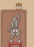 anthro big_butt butt clothed clothing dipstick_ears ear_markings female floppy_ears fur grey_body grey_fur lop_ears mostly_nude multicolored_ears panties panties_only purple_clothing purple_panties purple_underwear rear_view scut_tail short_tail simple_background solo tail tan_background thick_thighs topless underwear underwear_only wide_hips keelpowah disney zootopia judy_hopps lagomorph leporid mammal rabbit 2024 hi_res