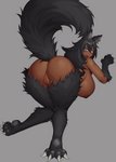 all_fours animal_arms animal_humanoid animal_legs anus big_breasts big_butt biped black_body black_fur black_hair blue_eyes blush breasts brown_body brown_nipples brown_skin butt canid canid_humanoid canine canine_humanoid cinko claws dark_body dark_skin female finger_claws fluffy fluffy_tail fur genitals grey_background grey_inner_ear_fluff grey_pawpads hair hanging_breasts hi_res hindpaw huge_breasts humanoid inner_ear_fluff long_hair looking_at_viewer looking_back mammal mammal_humanoid monotone_body monotone_fur monotone_hair mythological_canine mythological_creature mythology nipples nude open_mouth pawpads paws plump_labia pussy raised_tail rear_view simple_background solo tail thick_thighs toe_claws tuft were werecanid werecanine werewolf wolf_humanoid xandria_(evankurasu)