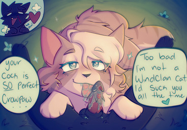 adult_on_young age_difference bodily_fluids body_worship drooling duo erection eye_contact fellatio female feral genital_worship genitals heart_eyes heart_symbol holding_both_legs licking looking_at_another male male/female older_female oral penile penile_spines penis penis_lick penis_worship saliva sex spread_legs spreading tongue young younger_male freckledcoat warriors_(book_series) crowfeather_(warriors) feathertail_(warriors) domestic_cat felid feline felis mammal hi_res