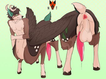 anal animal_genitalia animal_penis antlers anus anus_focus balls bent_over big_balls big_penis bodily_fluids butt cervine_genitalia cervine_penis erection fangs fur genital_fluids genitals hooves horn looking_at_viewer male nipples nude penile penis precum presenting presenting_anus saggy_balls shy simple_background solo tail teeth wings nutking european_mythology mythology cody_peryton avian bird cervine deer deer_taur hybrid mammal mammal_taur mythological_creature peryton taur 2025 4:3 colored digital_media_(artwork) hi_res shaded watermark