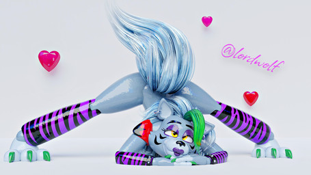 4_fingers anthro black_nose breasts claws clothed clothing ear_piercing ear_ring eyebrows female fingers glistening glistening_body green_claws green_highlights grey_hair hair highlights_(coloring) lipstick looking_at_viewer machine makeup piercing pointy_ears prick_ears purple_lipstick ring_piercing solo yellow_eyes lordwolf five_nights_at_freddy's five_nights_at_freddy's:_security_breach scottgames snoot_challenge steel_wool_studios roxanne_wolf roxanne_wolf_(coolioart) animatronic canid canine canis mammal robot robot_anthro wolf 16:9 2025 3d_(artwork) comic digital_media_(artwork) hi_res meme widescreen