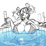 5_eyes bikini breasts clothing female fingers hair holding_object multi_arm multi_eye multi_limb solo swimwear two-piece_swimsuit water gausscannon undertale undertale_(series) muffet arachnid arthropod spider 1:1 2024 absurd_res hi_res unfinished