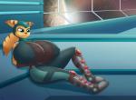 anthro big_breasts breasts clothing female huge_breasts hyper hyper_breasts solo space r-rova ratchet_and_clank sony_corporation sony_interactive_entertainment angela_cross lombax mammal