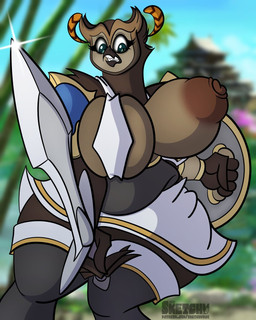 anthro beak big_breasts breasts brown_body brown_feathers clenched_teeth clothing cosplay crossover_cosplay dress feathers female huge_breasts laurel_wreath mature_anthro mature_female melee_weapon nipples non-mammal_breasts non-mammal_nipples one_breast_out shield slightly_chubby slightly_chubby_anthro slightly_chubby_female solo sword teeth thick_thighs toothed_beak wardrobe_malfunction weapon wide_hips sketchybug bandai_namco sega sonic_the_hedgehog_(film) sonic_the_hedgehog_(series) soul_calibur longclaw_(sonic) sophitia_alexandra avian bird owl 4:5 crossover hi_res