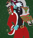 belt carrying_another carrying_partner clothing legwear male male/male presenting raised_tail stockings tail cutefckngbunny brassi kaikyo deer mammal sergal absurd_res hi_res