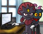 ambiguous_gender anthro computer duo electronics red_eyes yellow_sclera conditional_dnp teckworks i_can't_fap_to_this nintendo pokemon generation_2_pokemon generation_4_pokemon misdreavus pokemon_(species) weavile 2010 meme