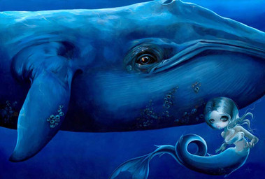 ambiguous_gender duo eyebrows eyelashes female feral fish_tail hair lips long_hair looking_at_viewer pupils split_form tail jasmine_becket-griffith baleen_whale blue_whale cetacean humanoid humanoid_merfolk mammal marine merfolk whale 2013 dated formal_art painting_(artwork) traditional_media_(artwork) traditional_painting_(artwork)